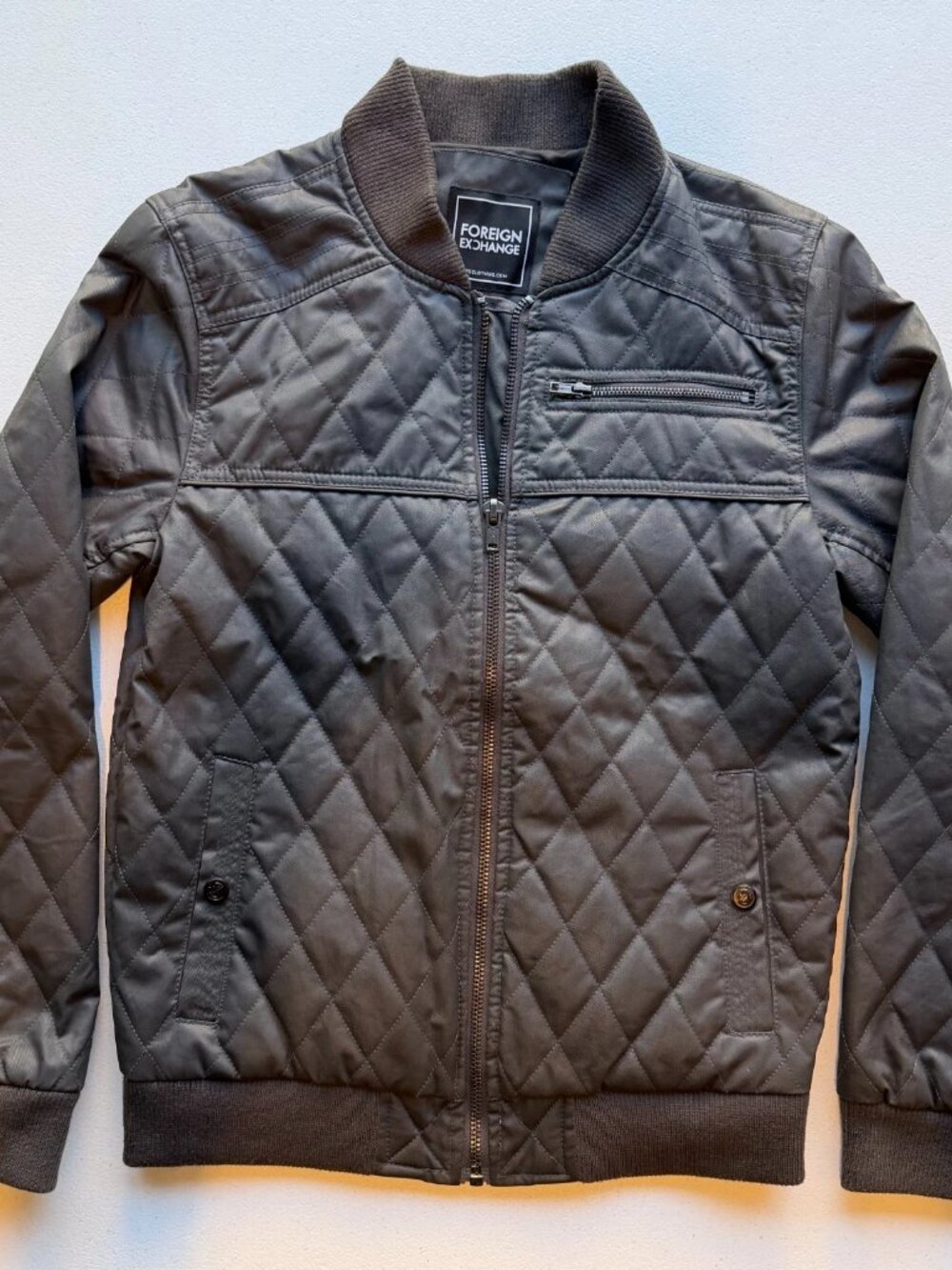 Foreign Exchange Men's M Black Quilted Bomber Jacket